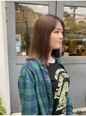 大人可愛いブリーチなしミルクティーベージュハイライトピンク