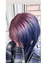 サリュー バイ イザ(Salut by IZA)&nbsp;ルーツカラー【ピンク×ブルー】似合わせカットミディアム