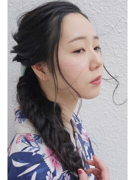 クラク 笹塚店(KURAKU) 編み込みポニーテールシニヨンおくれ毛結婚式ハーフアップ