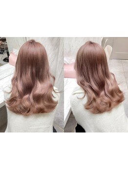 韓国顔まわりカット×ブリーチなしダブルカラーで柔らかな女性らしさ*髪質改善で毛先まで艶感を[天神大名]