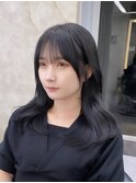 ブルーブラック、韓国ヘア、顔周りカット