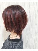 ショートウルフ/グラデーションレッド