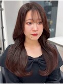 韓国ヘア 顔周り レイヤーカット くびれヘア 10代20代30代