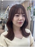 顔周りカット前髪カット韓国ミディアム/横浜