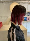 デザインカラーコントラストハイライト切りっぱなしボブ