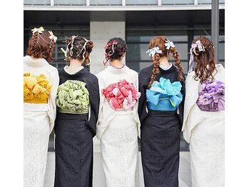 バサラ 大阪なんば店(VASARA)の写真/最新トレンドヘアもお任せ！大阪でイベント＆花火大会へ♪VASARA浴衣レンタルと同時施術でらくちん☆