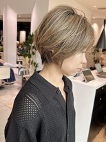 ステアケース 武蔵小杉店(stair:case)&nbsp;大人ナチュラル細めハイライトミルクティーベージュショートボブ