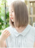 ★ハイトーンカラーホワイトグレージュロングボブ20代30代★1