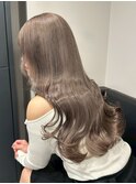 17054ゆるふわミディアムレイヤーホワイトブロンドミルクティー