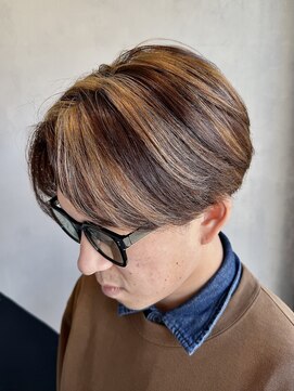 メンズココ 清澄白河店(MENS COCO) デザインカラーハイライトナチュナルセンターパート