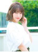 インナーカラー＆裾カラーオリーブアッシュ×ショートボブ