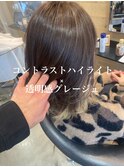 コントラストハイライト大人可愛い暗髪グレージュ20代30代