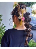 大人気20代◎結婚式成人式卒業式ポニーテール編みおろし