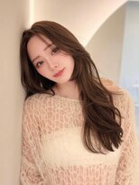 ノク 渋谷(nok)&nbsp;カーキブラウンセンターパート_黒髪小顔オリーブグレー