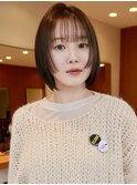 大人ボブ姫カット切りっぱなしボブ前髪あり前下がりボブ