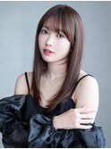 ロングくびれヘア韓国ヘア顔周りレイヤーグレージュ_F0107