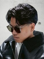 メッツ 原宿(METS)&nbsp;MEN'S/毛流れサイドパート×フェード/黒髪/テーパーフェード