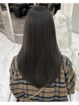 暗髪/グレージュ／透明感カラー/髪質改善/縮毛矯正