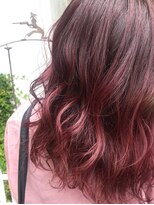 アース 会津若松店(HAIR&MAKE EARTH)&nbsp;ブラックレッドグラデーション×コテ巻きヘア
