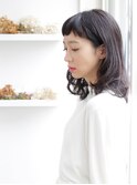 シースルーバング、短め前髪♪外国人風ロブ ハイライト 恵比寿