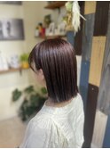 【カラー】切りっぱなしロブ×ピンクラベンダーベージュ relie