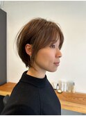 大人ラフウェーブ20代30代40代ボブブラウンスウィングショート