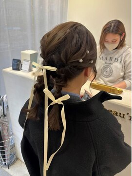 ビューバイネオリーブ 用賀店(Beau'r by neolive) くびれヘア縮毛矯正アプリコットオレンジ夏ハイライト《用賀》