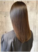 アッシュブラウン レイヤー 韓国ヘア 白髪染め 髪質改善カラー