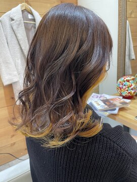 ラボ ヘアデザイン(Lab Hair Design) ベージュブラウン×インナーイエロー