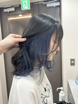 ユウル 横浜(juhl.)&nbsp;インナーカラーネイビーブルーブリーチダブルカラーハイトーン