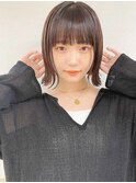 ウェットヘア マロンベージュ×小顔外ハネボブ×横浜