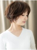 マロンベージュ小顔ひし形ショートマッシュパーマY戸頭20代30代