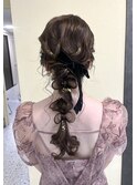 ふわふわ♪ニュアンス編みおろしヘア 結婚式お呼ばれヘア
