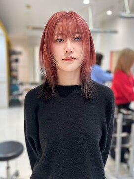 バサ 江古田店(BASSA) ハッシュカット/デザインカラー/ピンク×ブラウン【Runa】