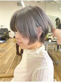 くびれショートボブ40代50代グレイカラー白髪染め白髪ぼかし