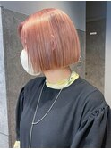ピンクボブ_チェリーブラウンフェミニンロング_ba394172