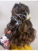 卒業式　ロング　ヘアセット　ハーフアップ　袴ヘア　大阪
