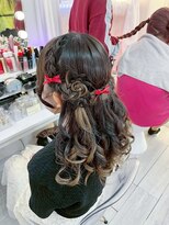 お花編み込みハーフ