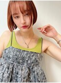 ベージュインナーカラーショートボブレイヤーミディアム前髪