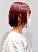 Say.ショートボブチェリーブラウン地毛風ストレートミニボブ原宿