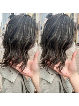 バンクスヘアー(BANK'S HAIR) コントラストハイライト×グレージュ×くびれミディ