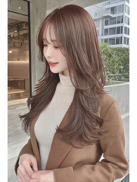 ケシキ 表参道 原宿(kesiki.) ミディアムレイヤー顔周りレイヤーハッシュカット韓国へア