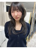オリーブグレージュ/韓国風レイヤーカット/ハッシュカット