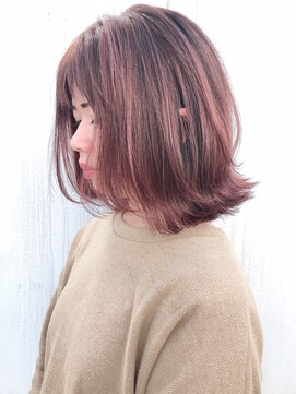 アイティー バイ アルバム 中野店(IT by ALBUM) ピンクハイライトパープル_耳かけウェーブパーマ_ba279253