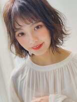 アグ ヘアー レイン 大和八木店(Agu hair reign) 《Agu》ネイビーブルー×こなれウェーブボブ　シースルーバング