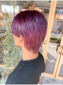 メンズダブルカラー×ワインレッド