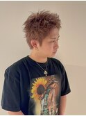 ミルクティーベージュ ブリーチ メンズ メンズカット 眉毛