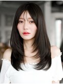 ☆レイヤーカット毛先ワンカールくせ毛風カール薄めバングデジパ
