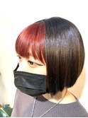 フロントブリーチ,クリアレッド,ぱっつん前髪,ボブ【草加】