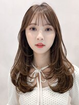 アグノス 青山(Agnos) 艶感黒髪オリーブグレー前髪小顔薄めバング愛されくびれヘア